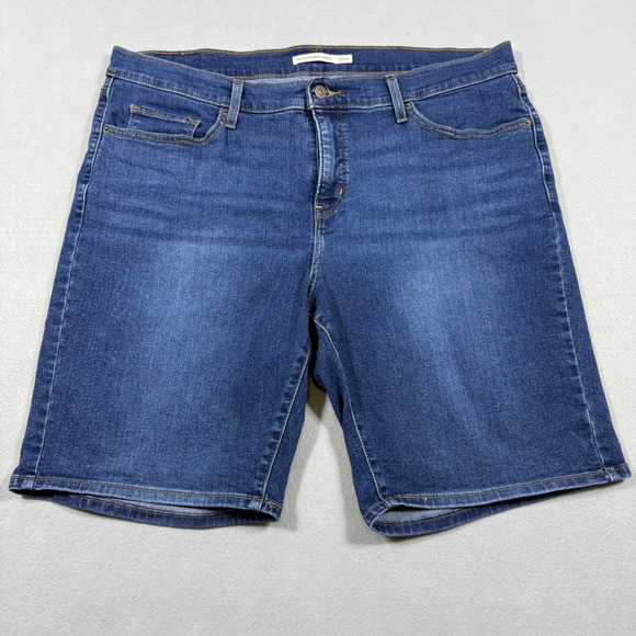 Levi's Pants - Levis Shaping Bermuda Shorts Womens 18W Blue Denim Medium Wash Stretch 9 Inseam